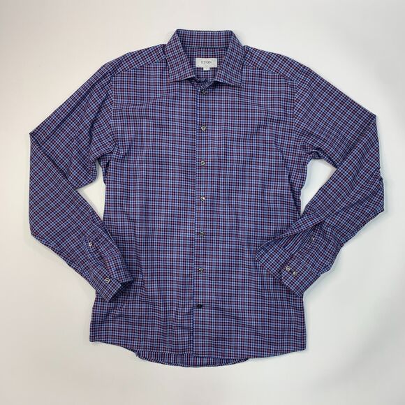 Eton Dress Shirt Mens XL Extra Large SLIM Fit Plaid Button Up Long Sleeve Cotton - Picture 2 of 15